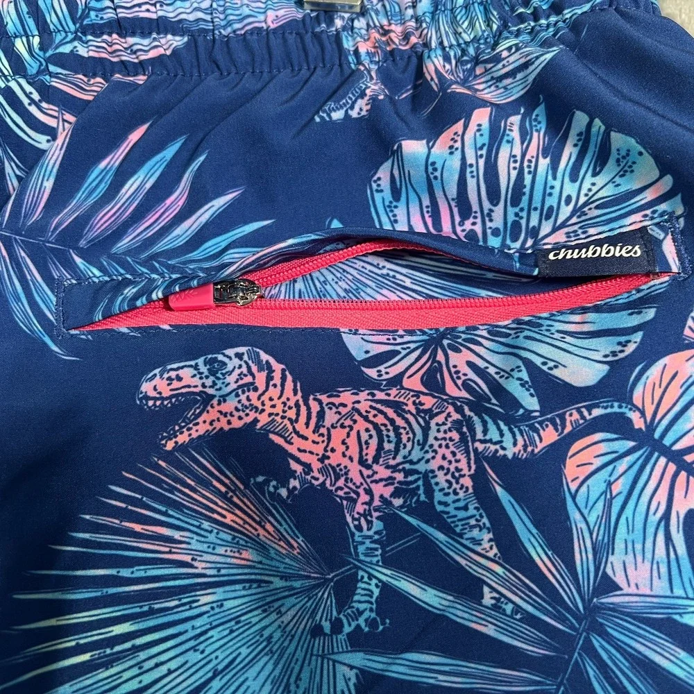 Chubbies Swim Trunks Mens 2XL New Prehistoric Blues 5.5'' Dinosaur T Rex Floral